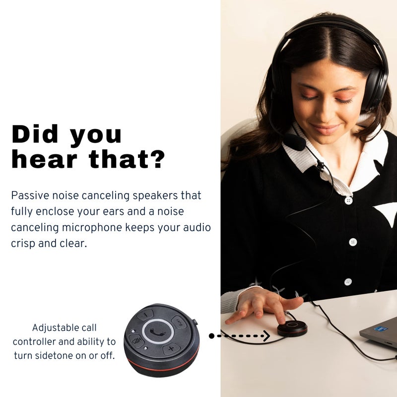 Discover D722U Noise Reducing USB Wired Work from Home Headset | Compatible with Computer Softphone Apps Like RingCentral, Teams, Zoom, Google, GoTo, Cisco and More - Image 3